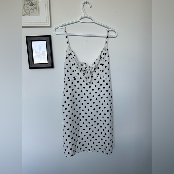 NEW Re:named Polka Dot Tie Front Mini Dress - Picture 2 of 8